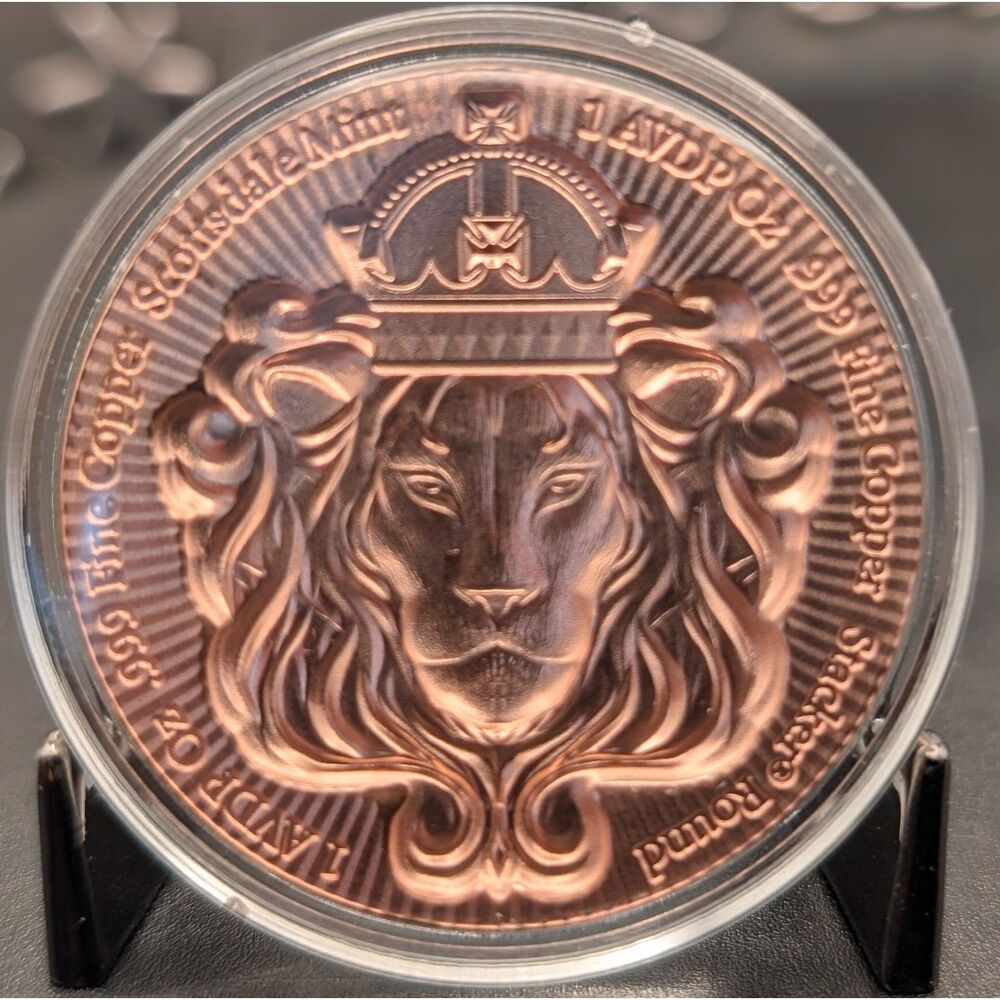 Scottsdale Mint 1 oz Stackable Copper Round – Lion of England – Capsule Included
